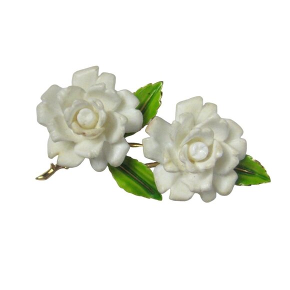 Crown Trifari Brooch Pin Vintage 1960 1950 Flower Enamel Mid Century MOD - Picture 1 of 10